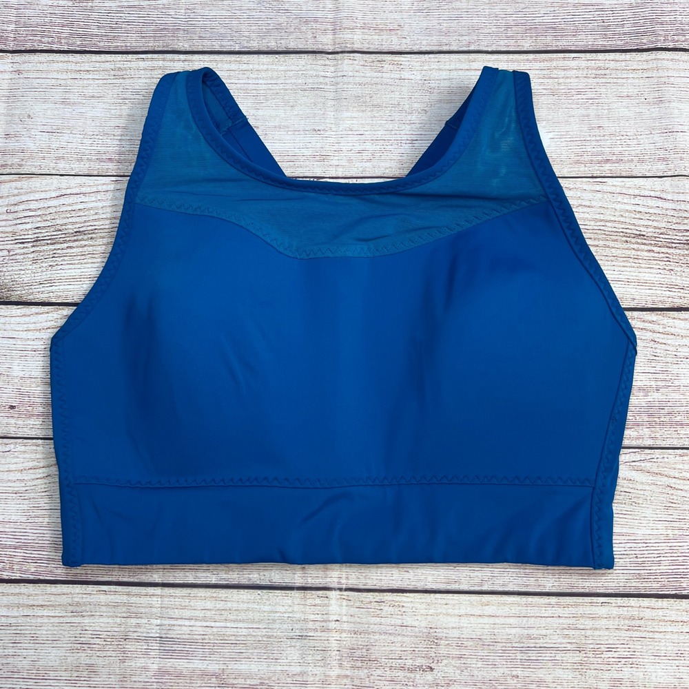 Athleta Gigi High Impact Sports Bra Womens Small Teal Mesh‎ Crossback